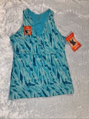 Athletic V-Neck Tie-Dye Tank Top - Teal